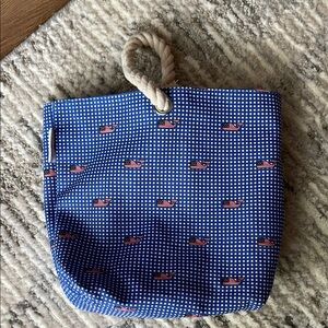 Vineyard Vines Blue and Red Patriotic Gingham  Wine Tote